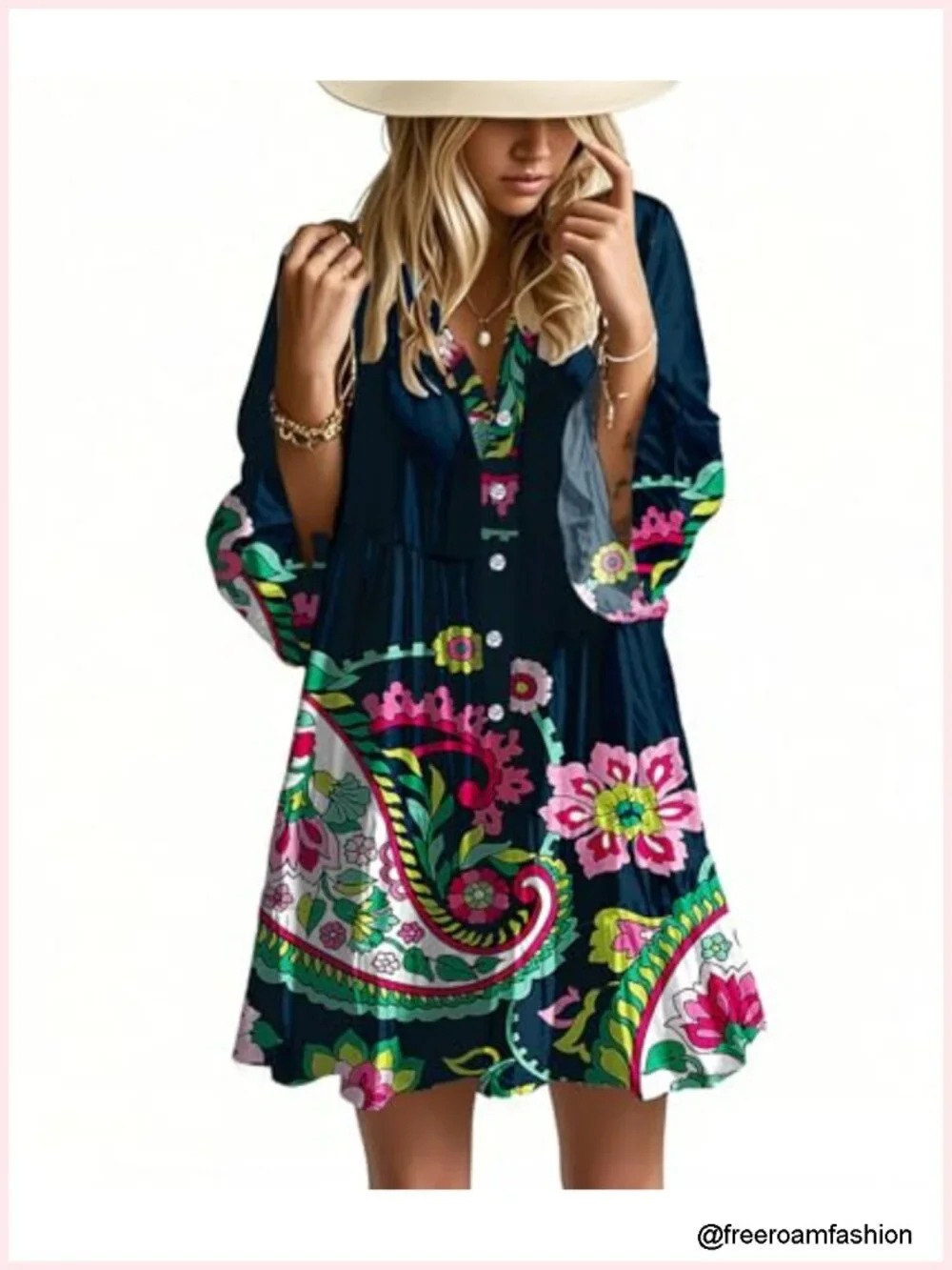 Flowy Ruffle Bell Sleeve V-Neck Tiered Casual Babydoll Mini Dress